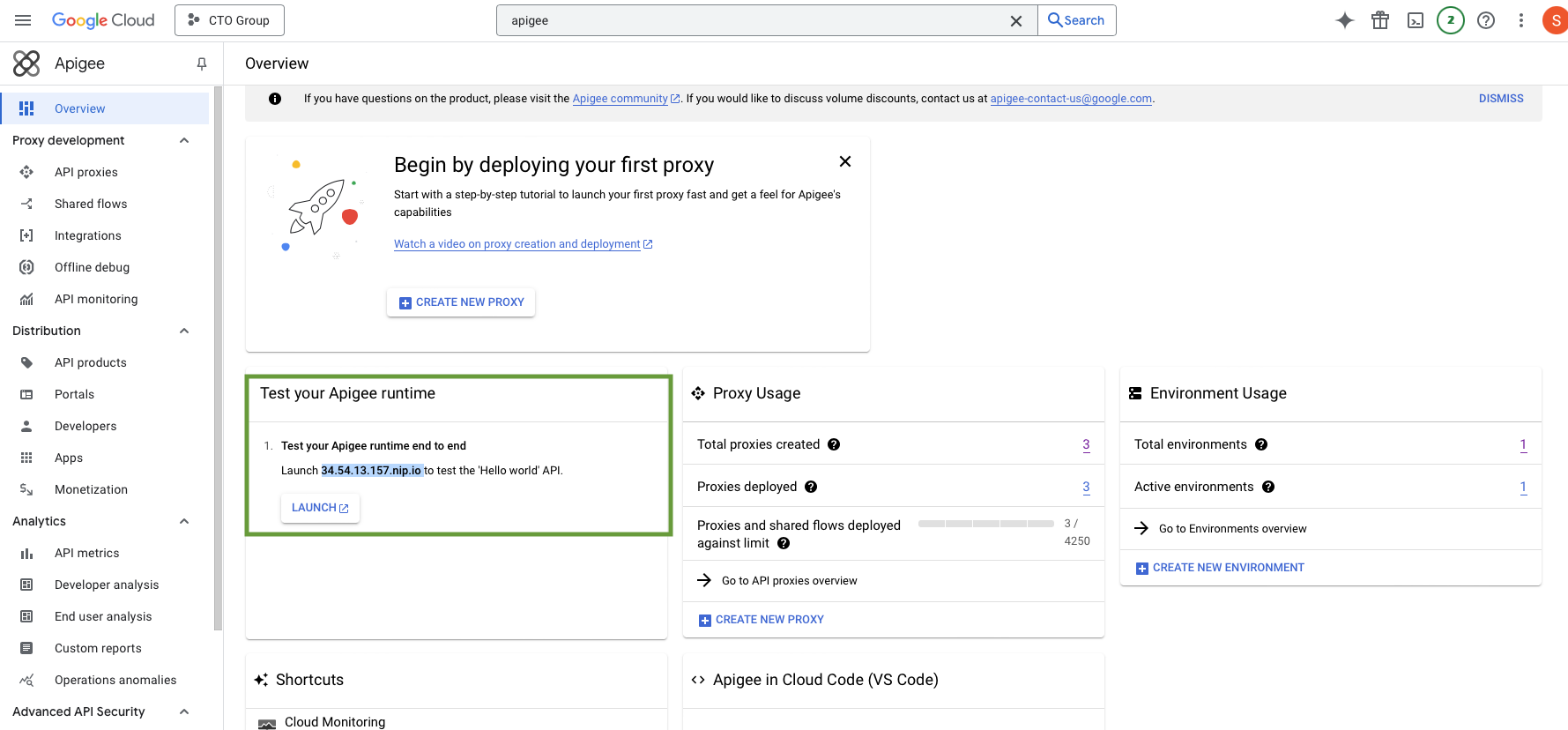 Test your Apigee runtime