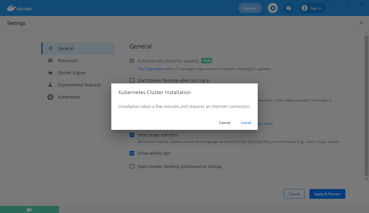 Docker Kubernetes Install