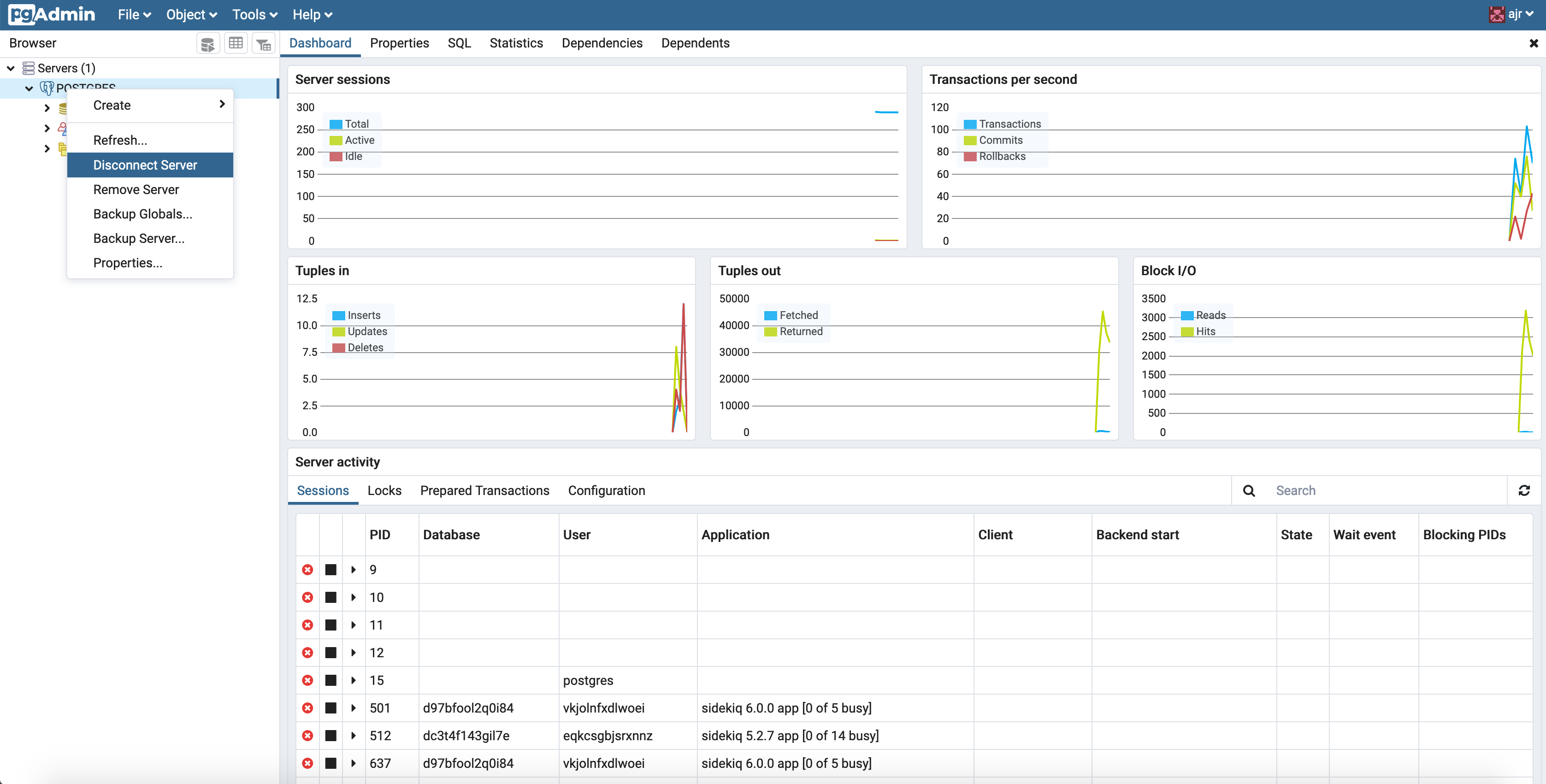 pgadmin4 server disconnect