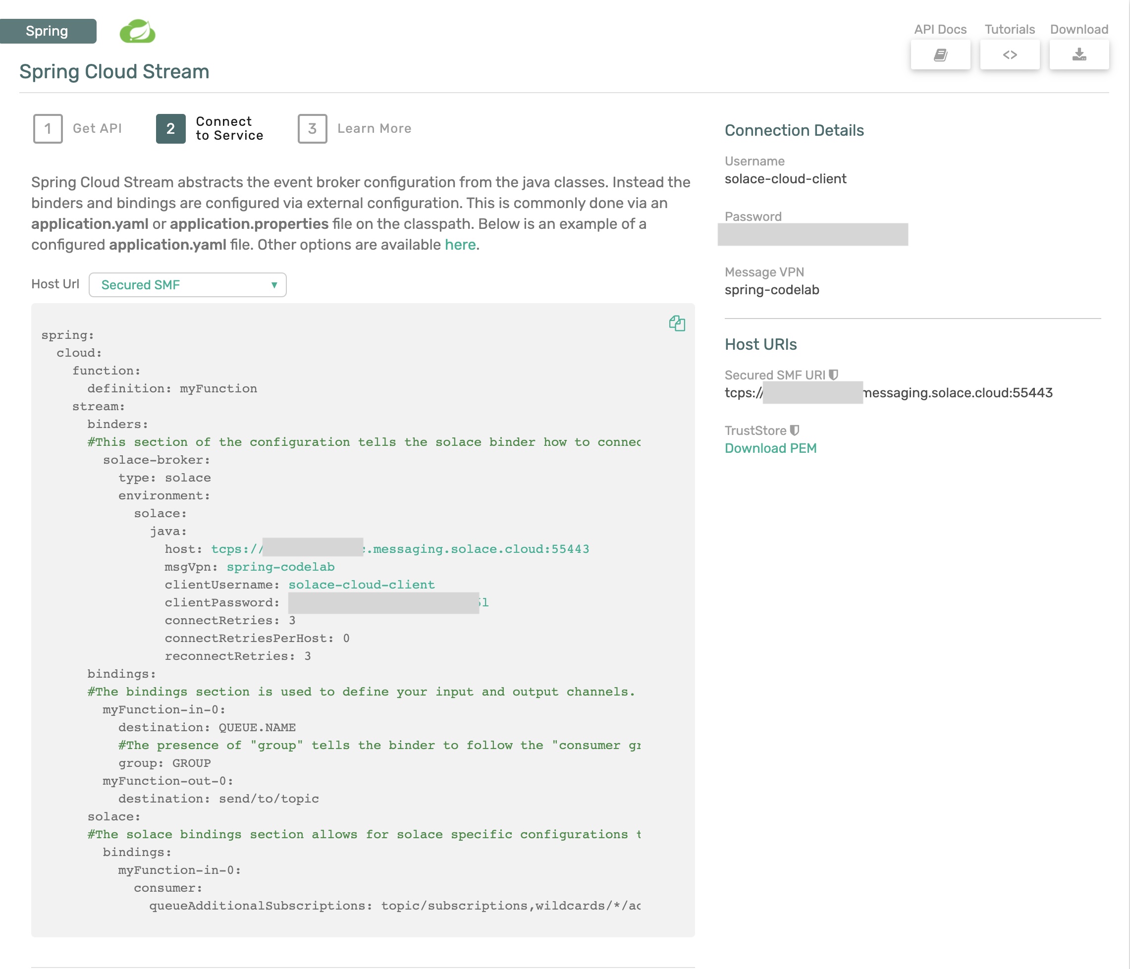 Connect to service menu